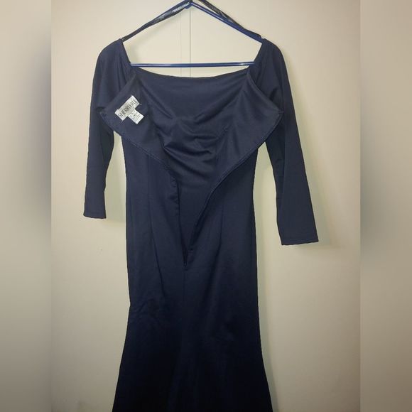 Sherri Hill Navy Blue Asymmetrical Gown, Women's Size 4 - Picture 9 of 9